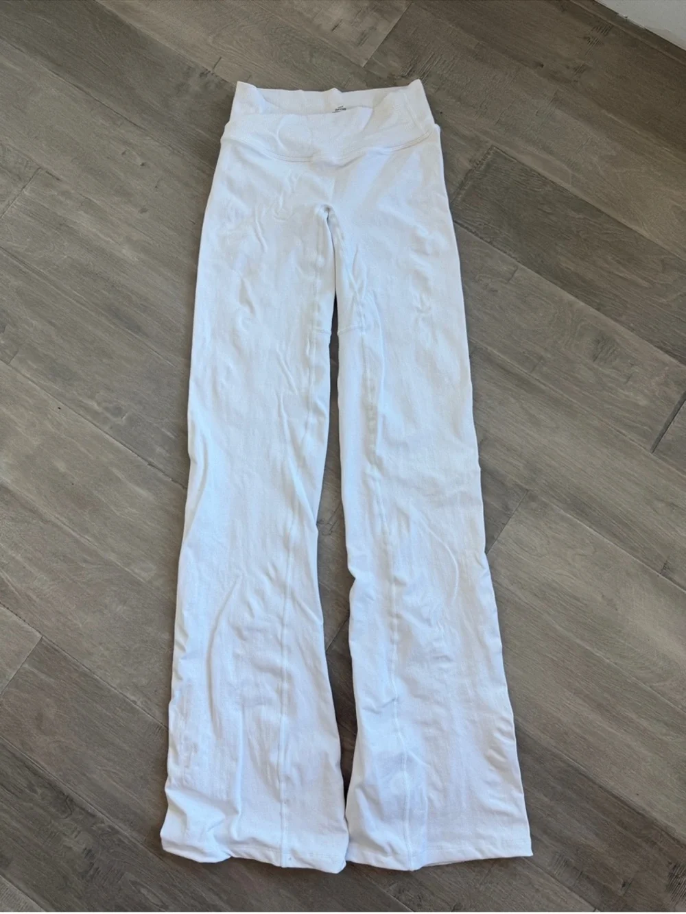 White Boot-Cut Yoga Pants with Flared Leg - Picture 2 of 5